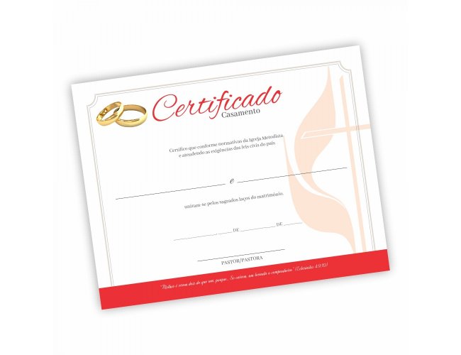 Certificado Casamento - Pacote com 50 unidades